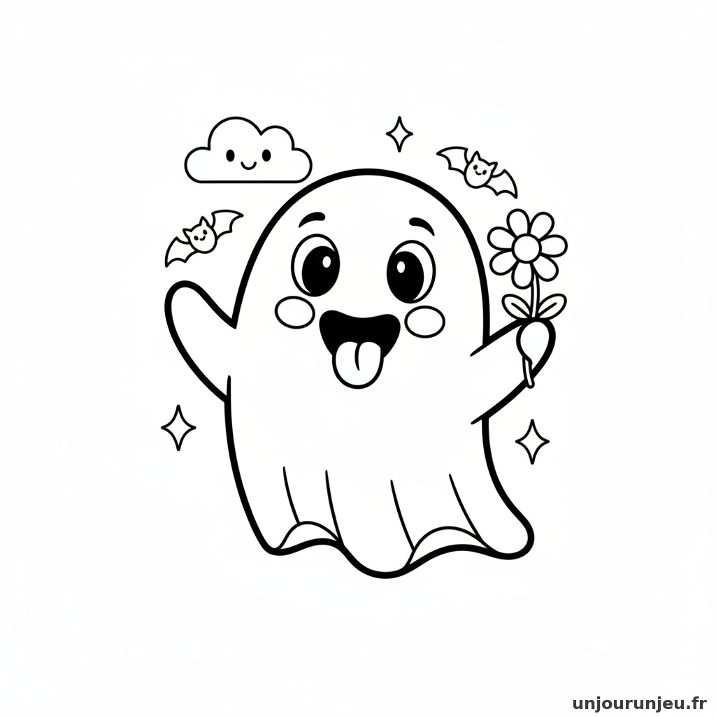 Coloriage Fantome Fantome Rigolo Tirant Langue 10