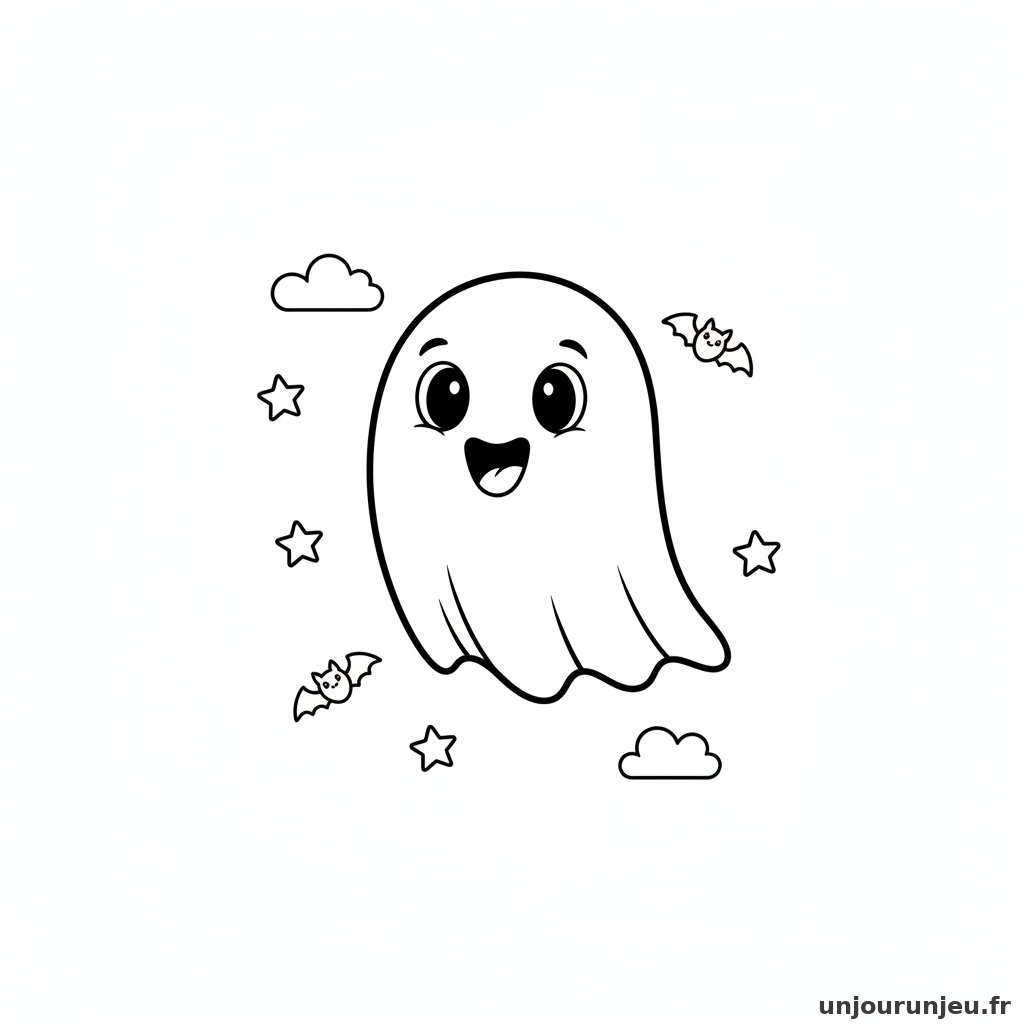 Coloriage Fantome Fantome Souriant 01