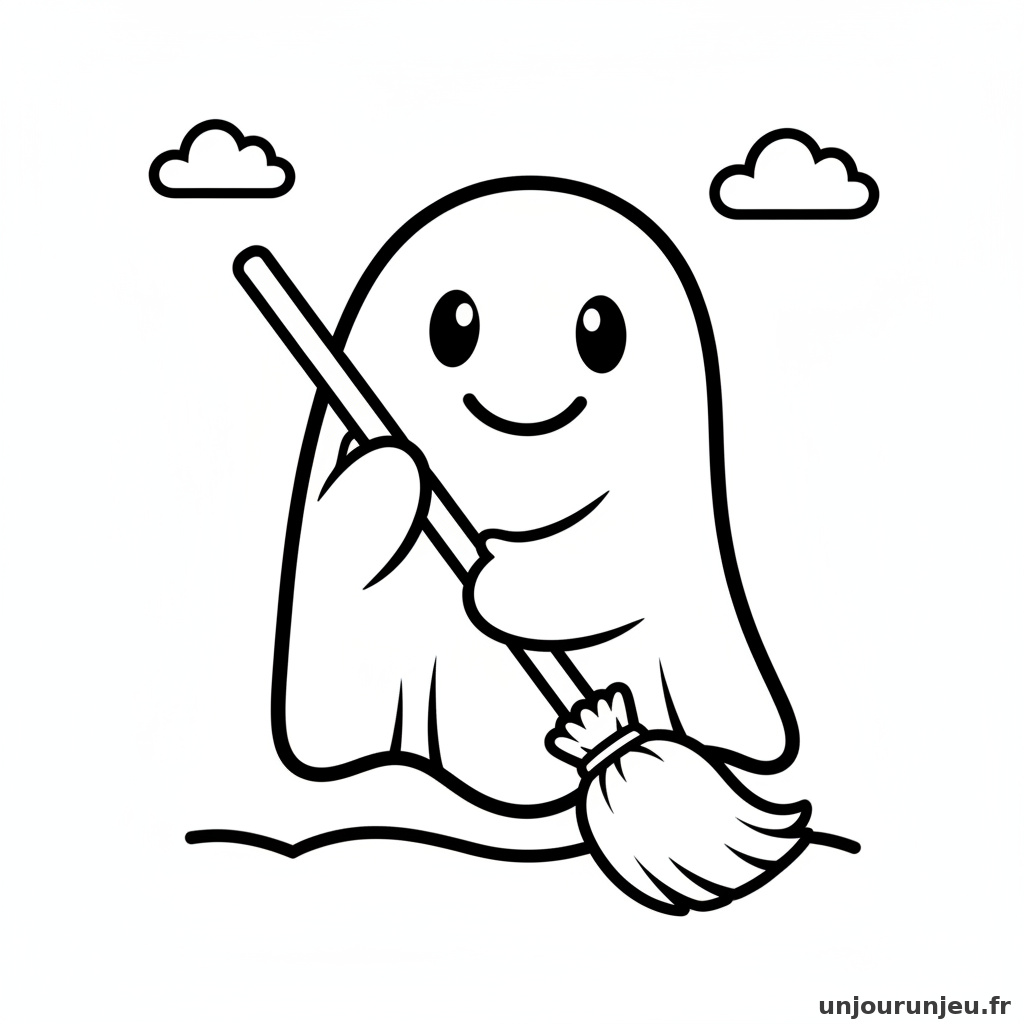 Coloriage Fantome Fantome Balai 12