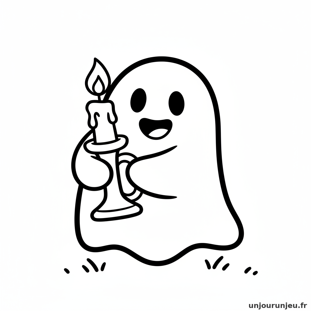 Coloriage Fantome Fantome Bougie 06