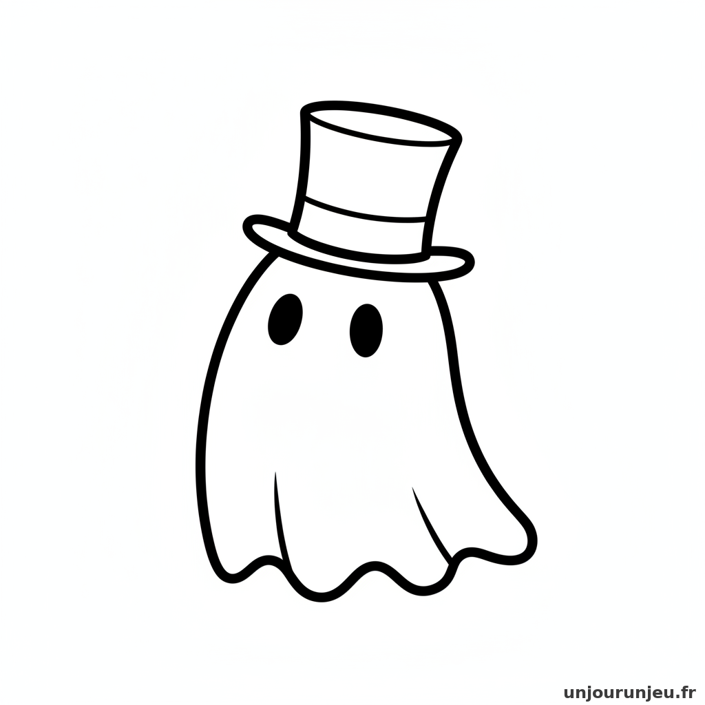 Coloriage Fantome Fantome Chapeau 02
