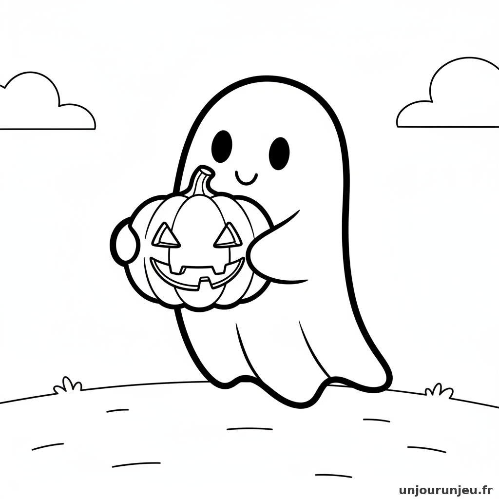 Coloriage Fantome Fantome Citrouille 03