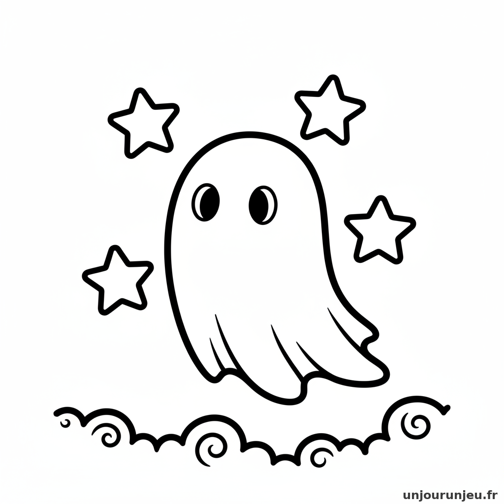 Coloriage Fantome Fantome Etoiles 13