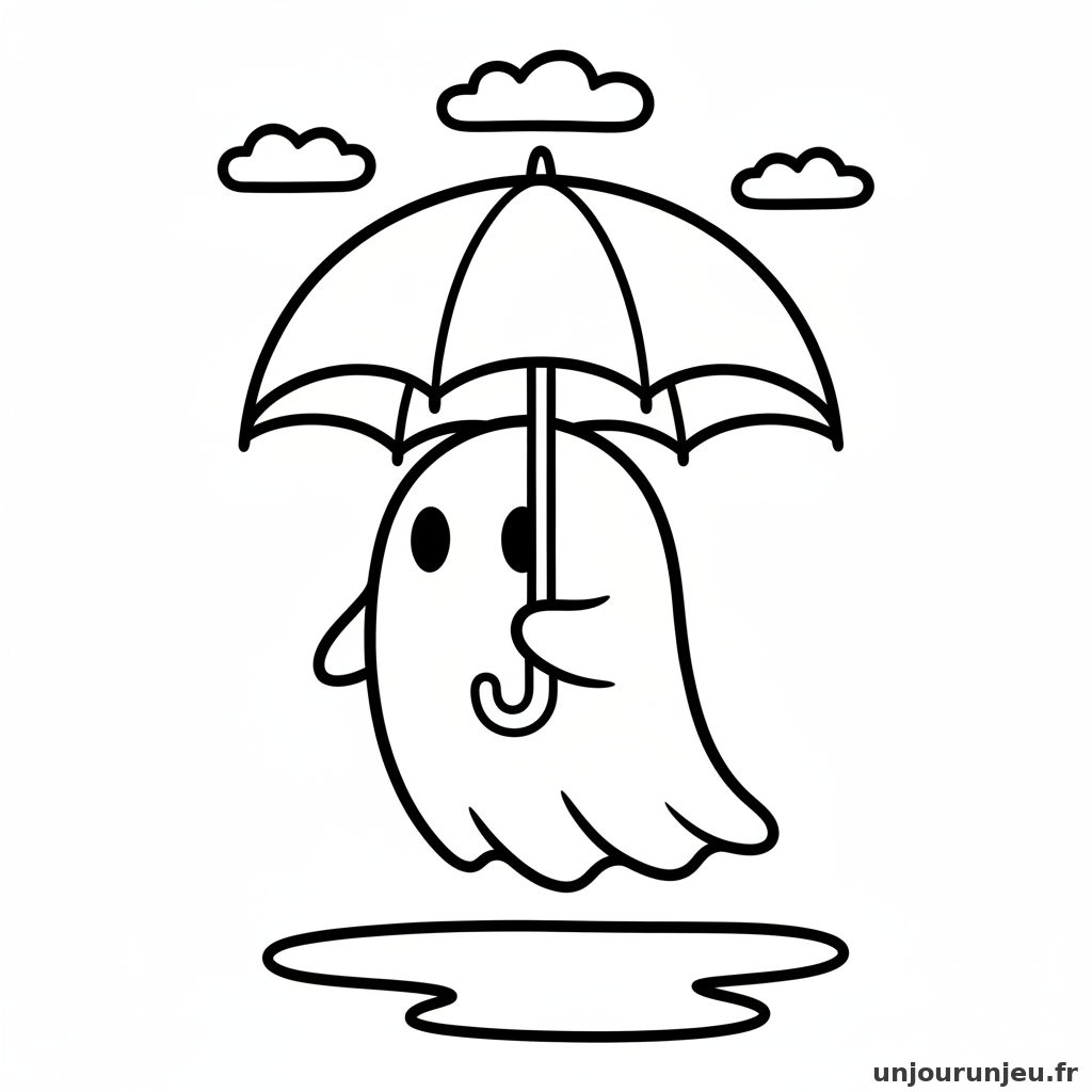 Coloriage Fantome Fantome Parapluie 15