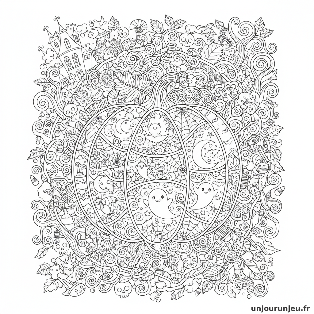 Coloriage Halloween Mandala Citrouille Tres Ornee Motifs Halloween 03