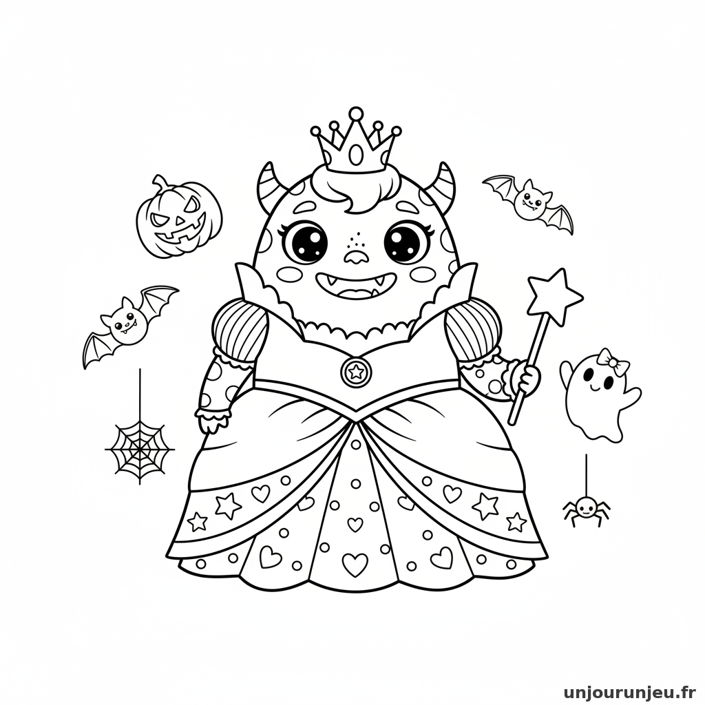 Coloriage Halloween Petit Monstre Deguise Princesse Halloween 13