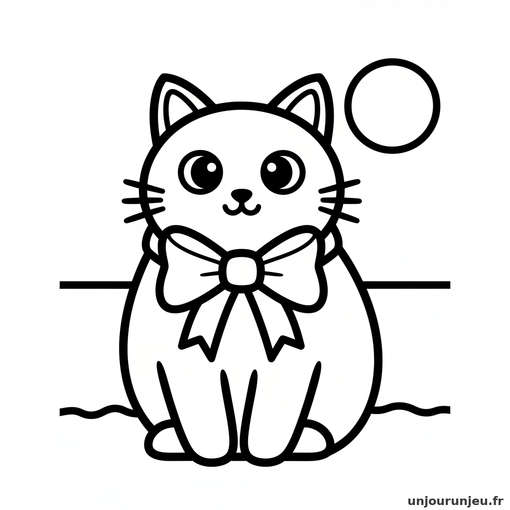 Coloriage Halloween Chat Noir Noeud Orange 04