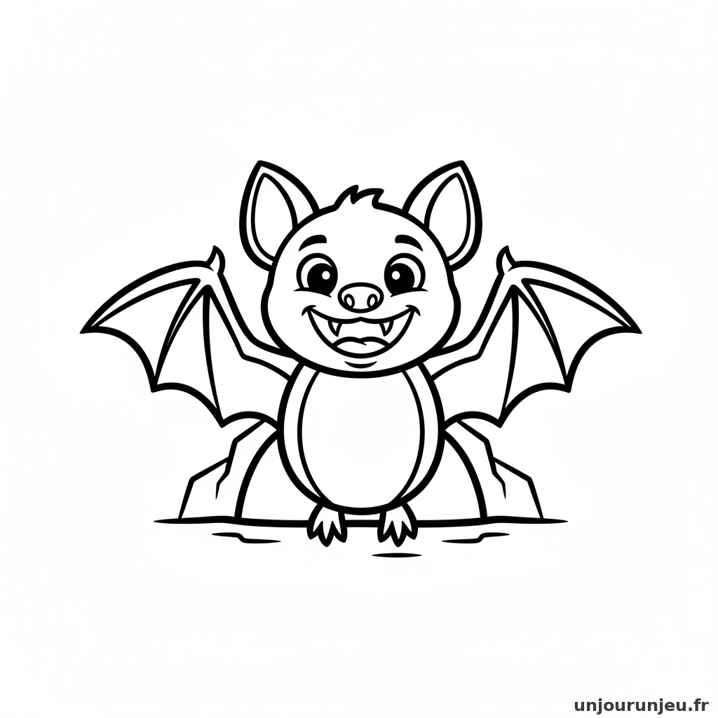 Coloriage Halloween Chauve Souris Souriante 03