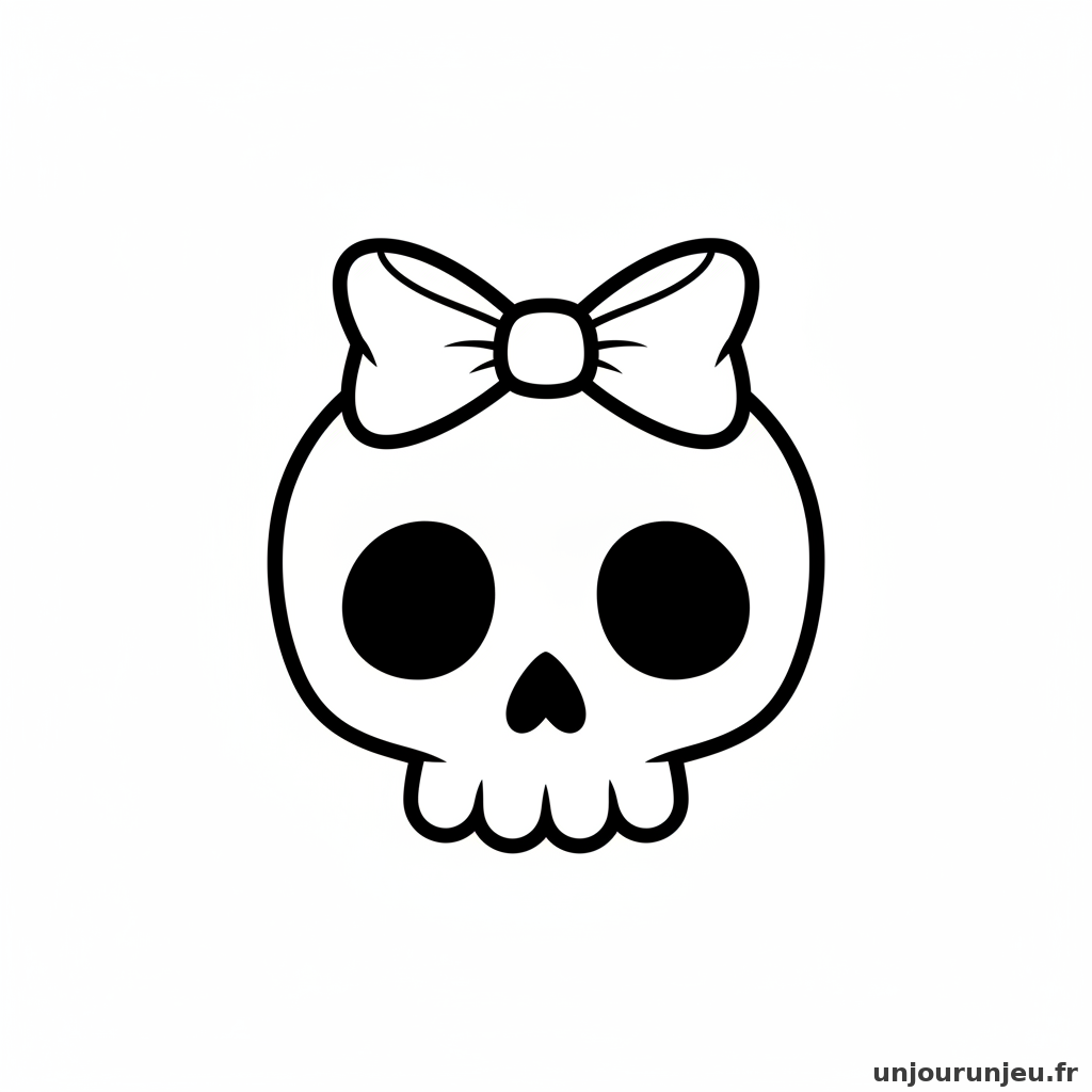 Coloriage Halloween Crane Mignon Noeud Tete 13