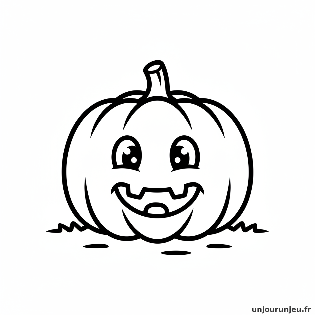 Coloriage Halloween Grosse Citrouille Souriante 01