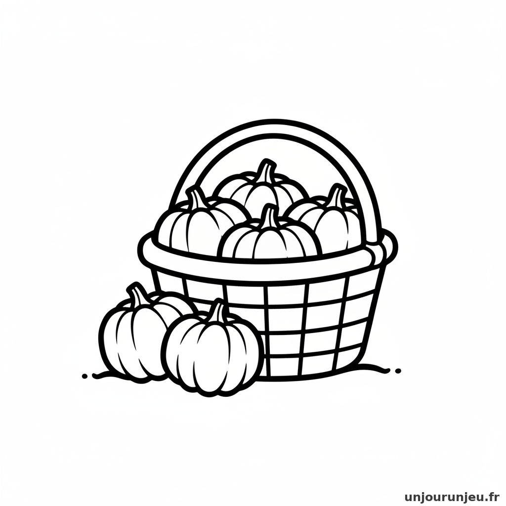 Coloriage Halloween Panier Rempli Citrouilles 17