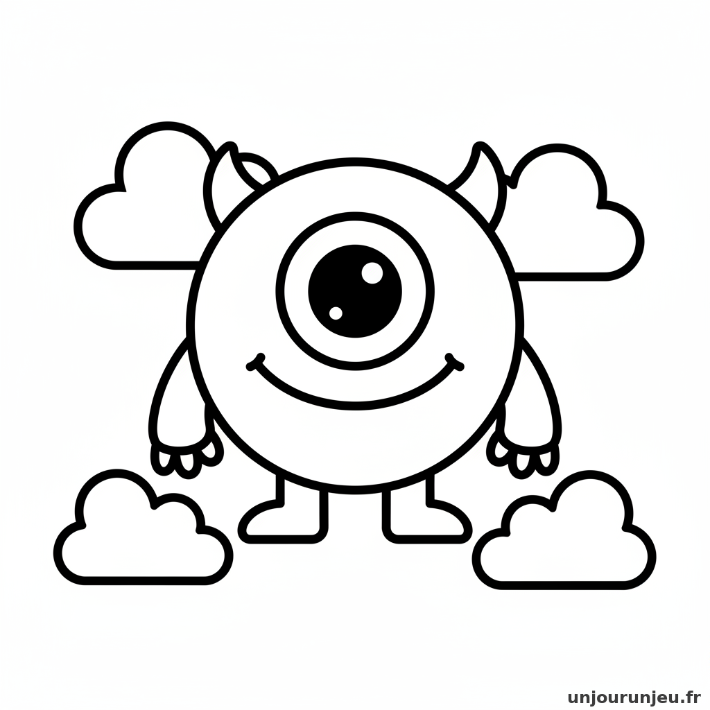 Coloriage Halloween Petit Monstre Rigolo Oeil 08