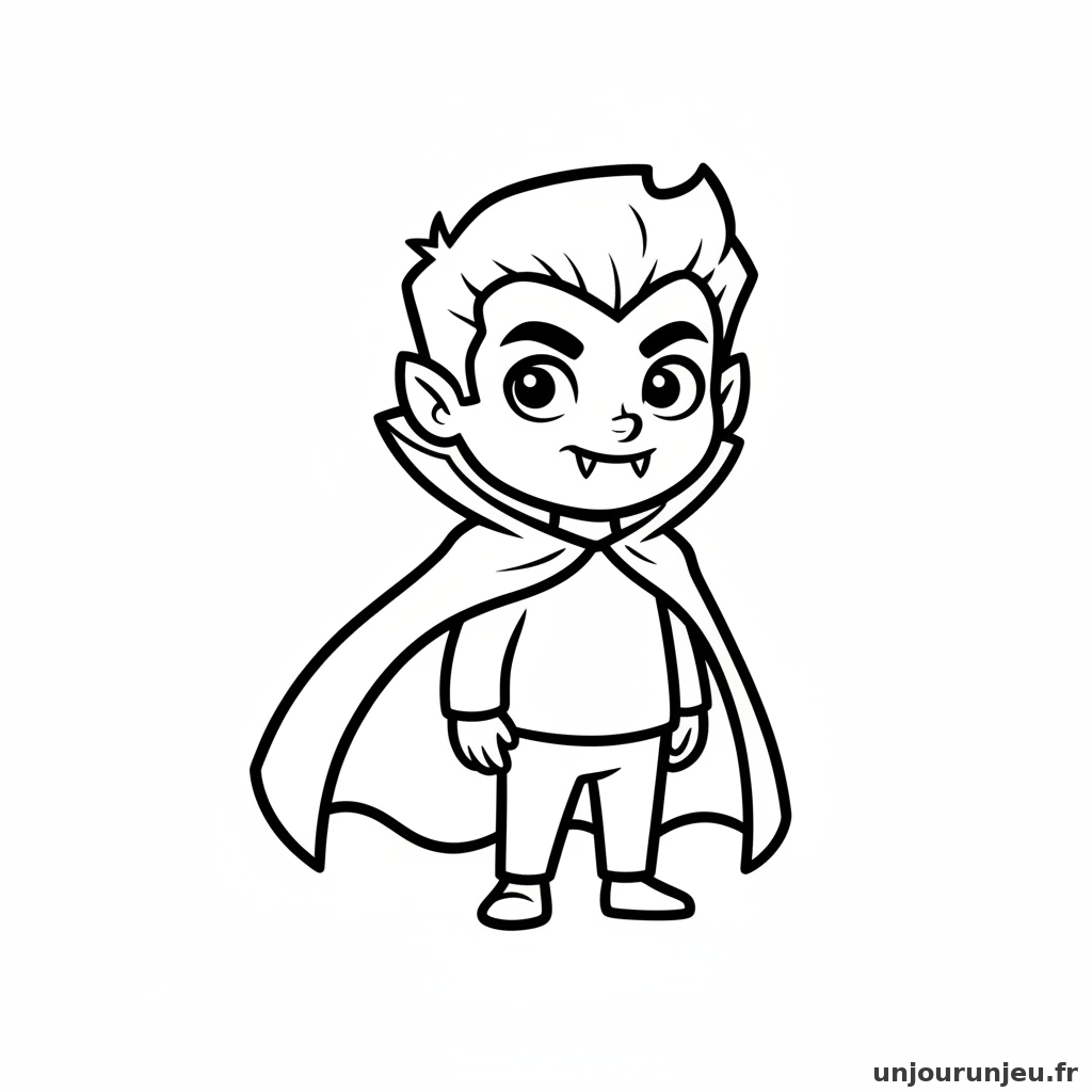 Coloriage Halloween Petit Vampire Cape 16