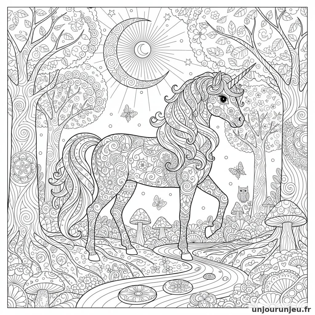 Coloriage Licorne Licorne Criniere Ornee Motifs Mandala 02