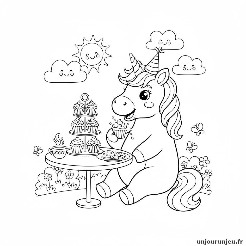 Coloriage Licorne Licorne Cupcakes Gouter 13