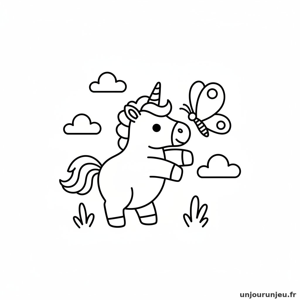 Coloriage Licorne Bebe Licorne Papillon 03