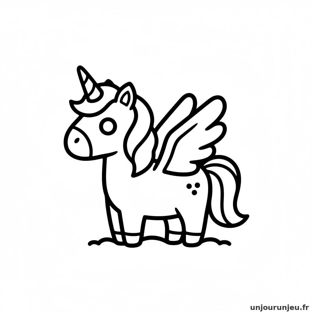 Coloriage Licorne Licorne Ailes Pliees 18
