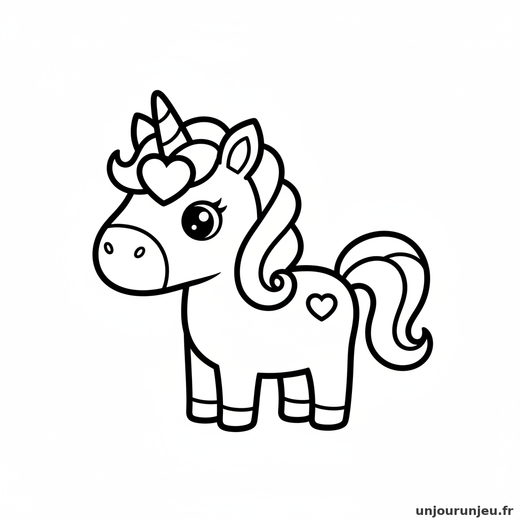 Coloriage Licorne Licorne Coeur Front 06