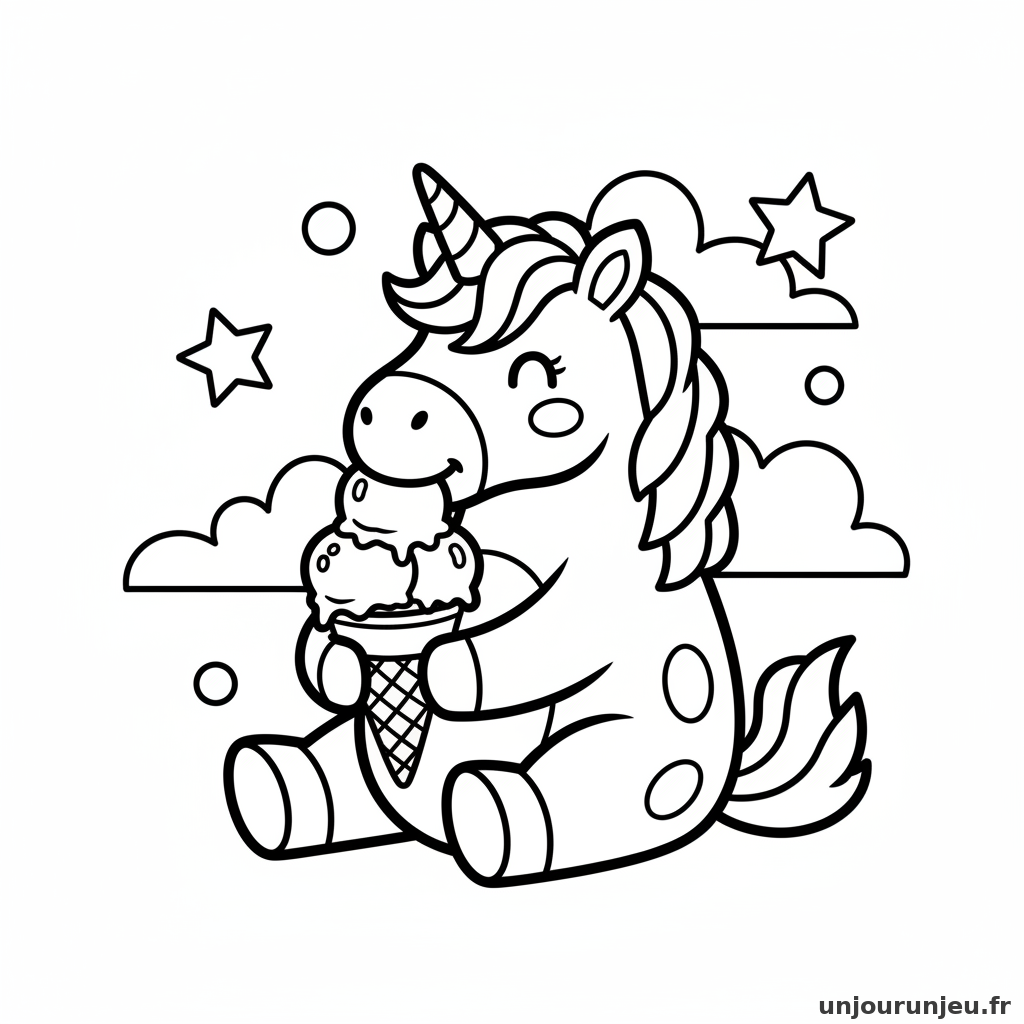Coloriage Licorne Licorne Croque Glace 10