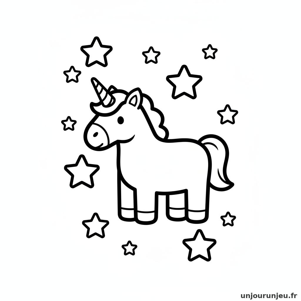 Coloriage Licorne Licorne Entouree Petites Etoiles 17