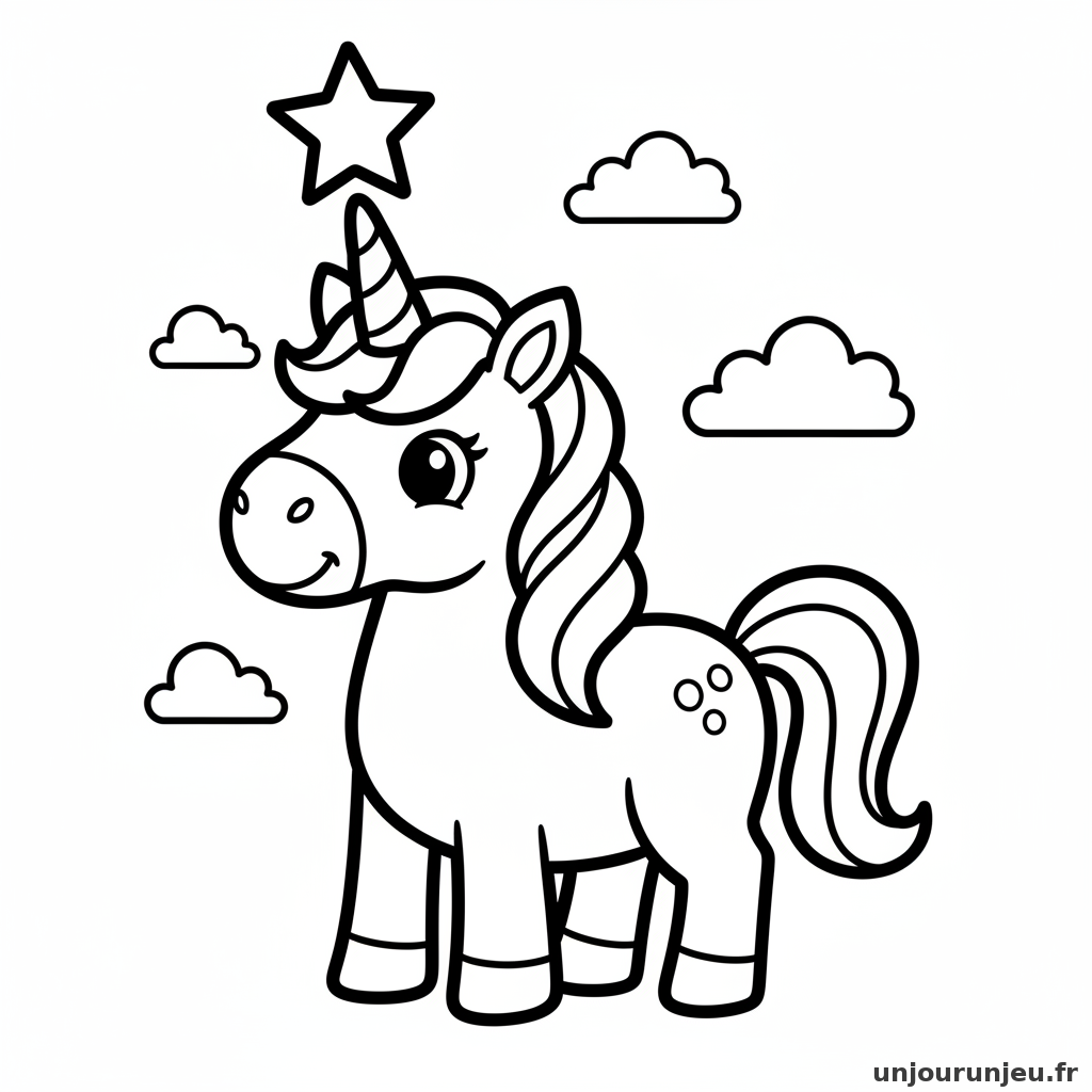 Coloriage Licorne Licorne Etoile Dessus Tete 13