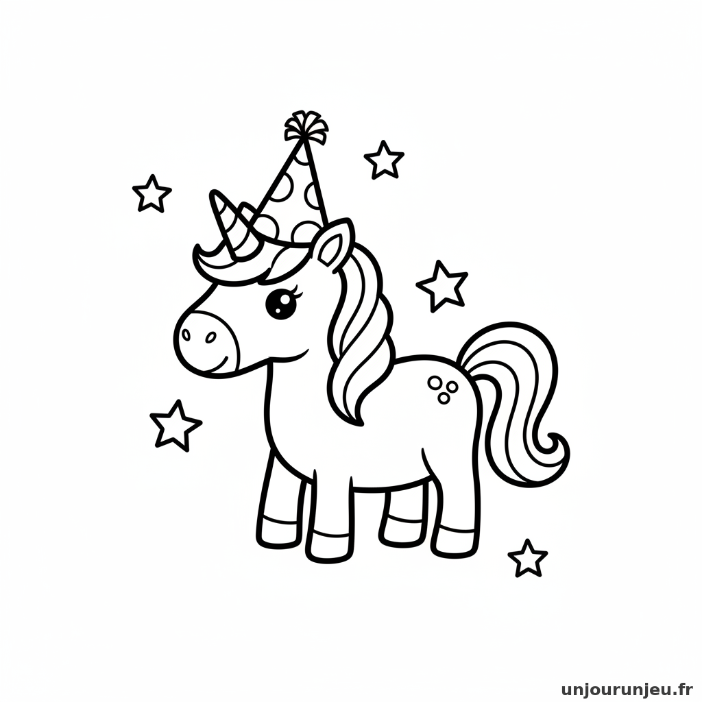 Coloriage Licorne Licorne Porte Chapeau Fete 04