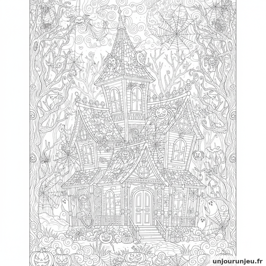 Coloriage Maison Hantee Maison Hantee Araignees 06
