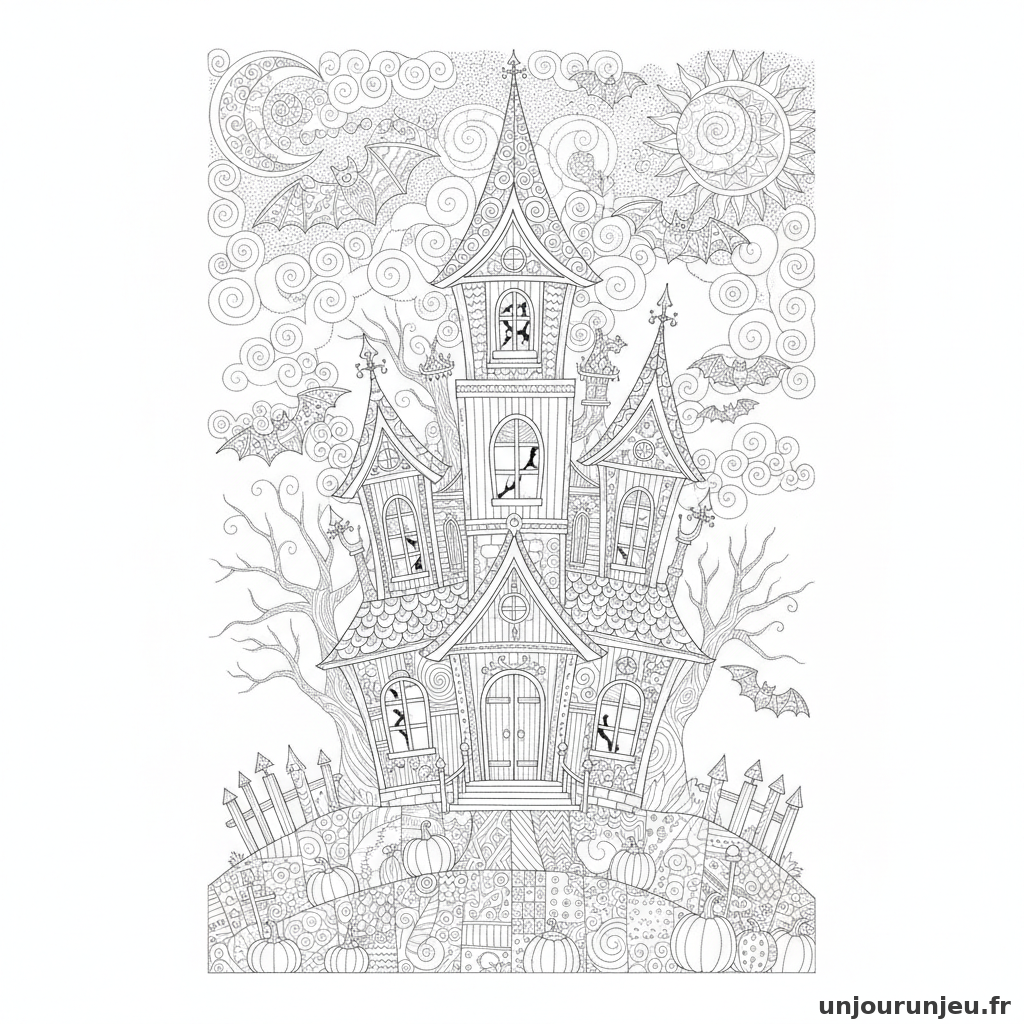Coloriage Maison Hantee Maison Hantee Chauve Souris 05