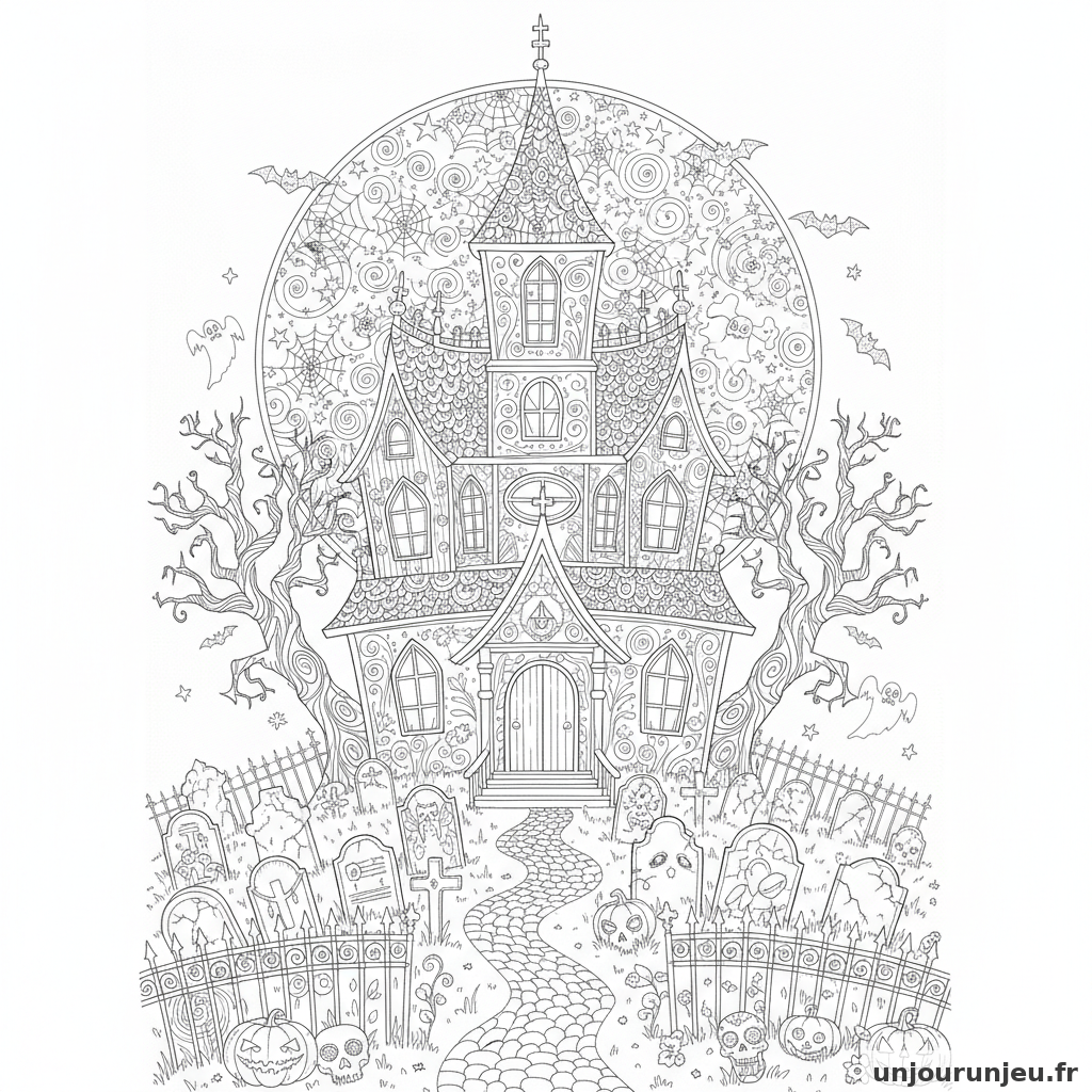 Coloriage Maison Hantee Maison Hantee Cimetiere 08