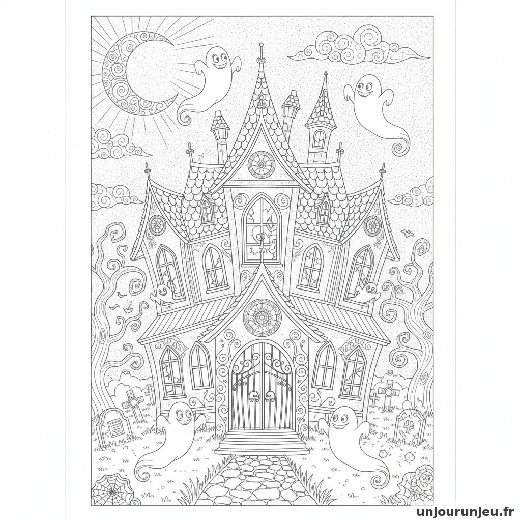Coloriage Maison Hantee Maison Hantee Fantomes 02