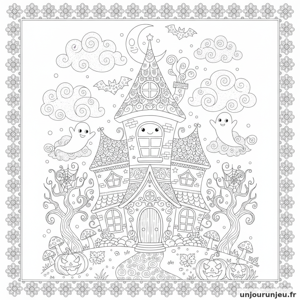Coloriage Maison Hantee Maison Hantee Kawaii 16