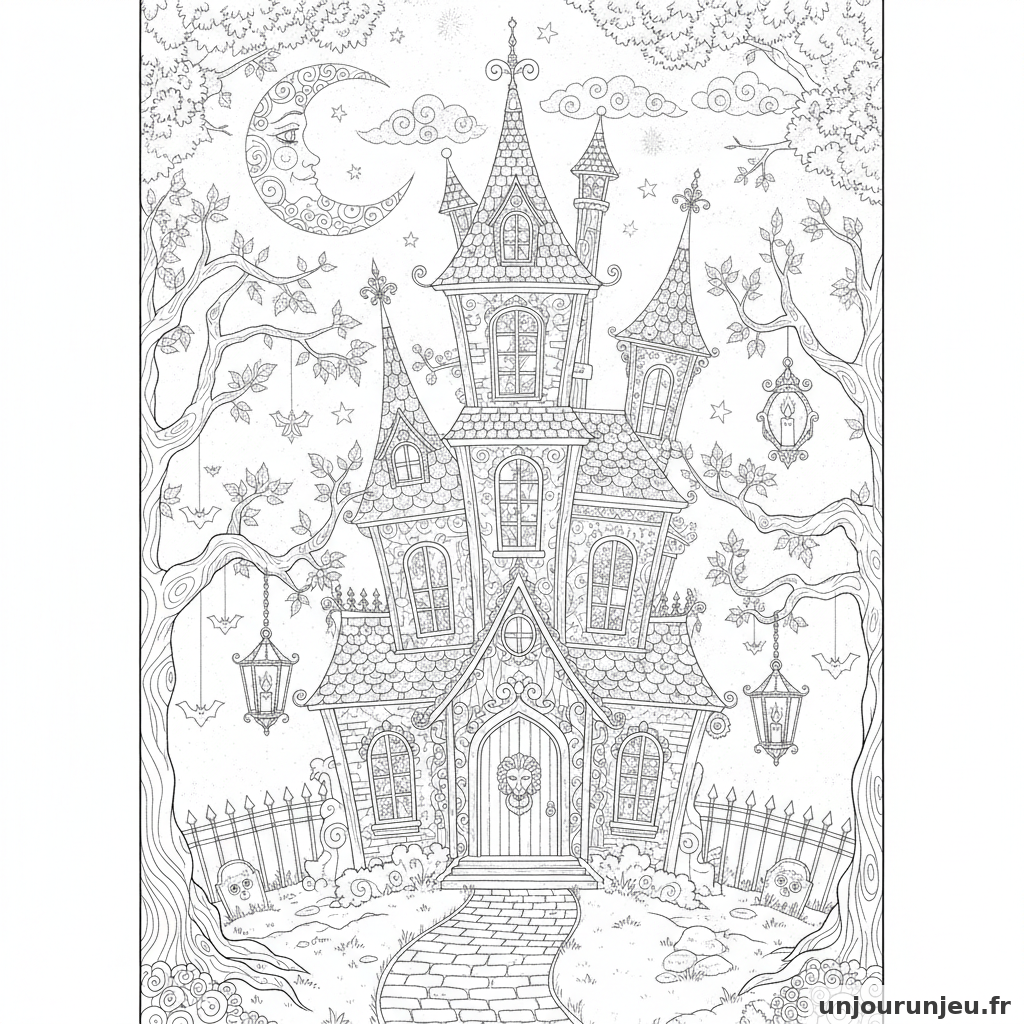 Coloriage Maison Hantee Maison Hantee Lanternes 15