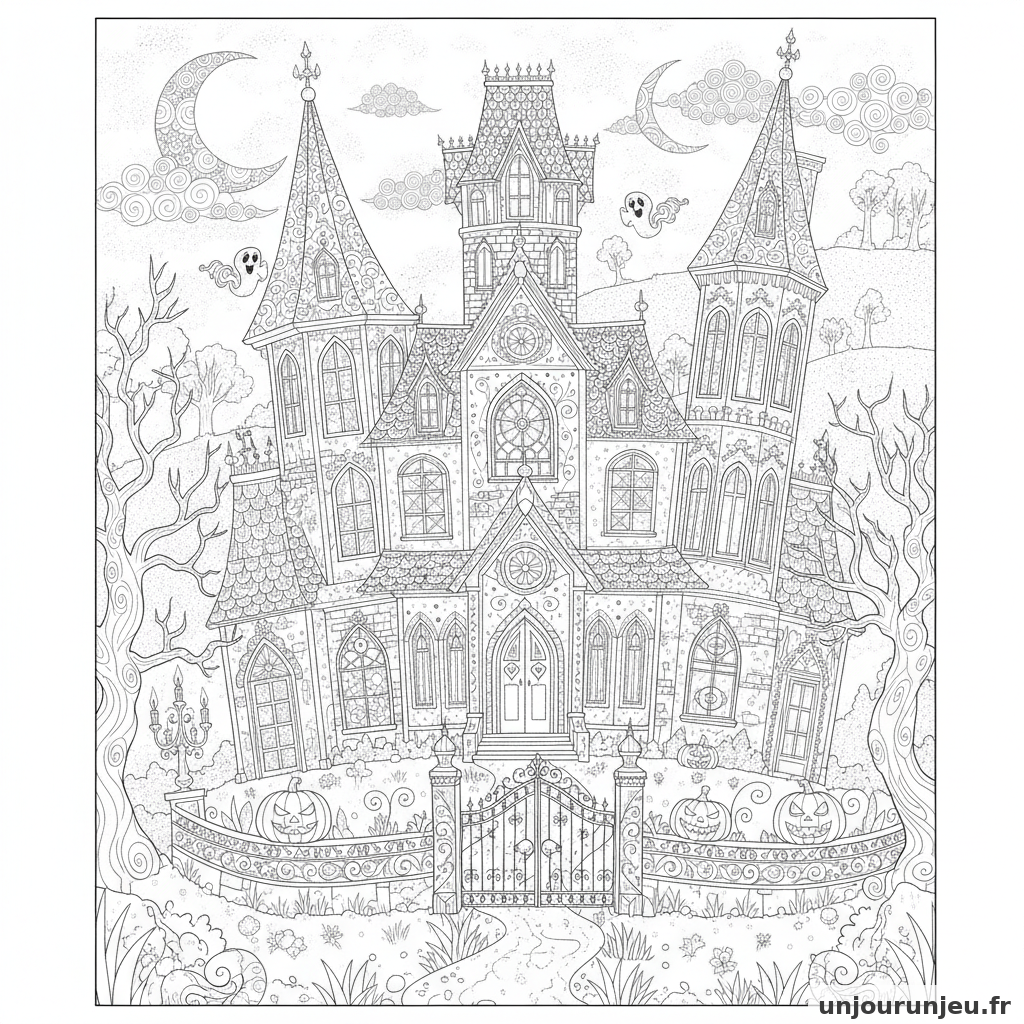 Coloriage Maison Hantee Manoir Hante 12