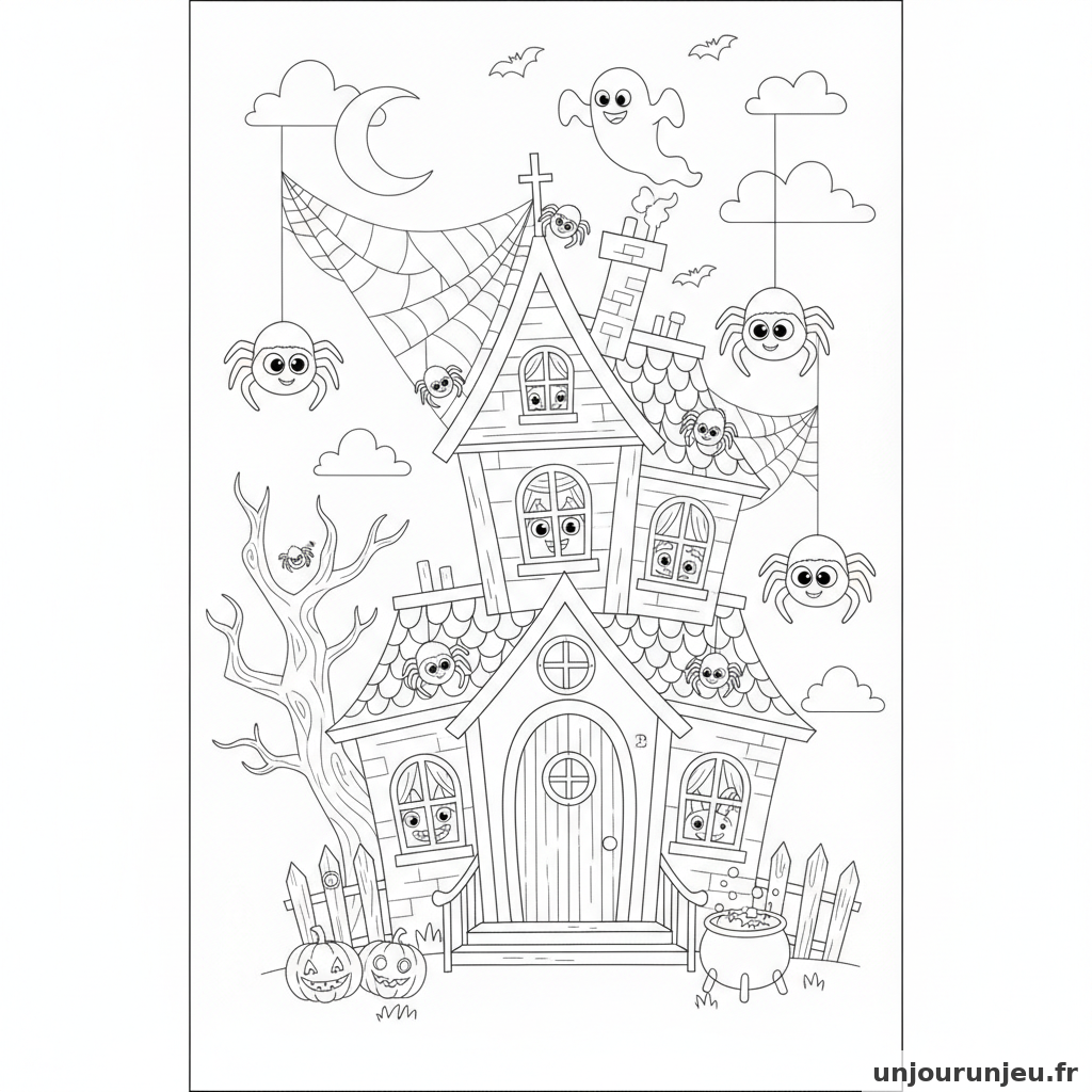 Coloriage Maison Hantee Maison Hantee Araignees 06
