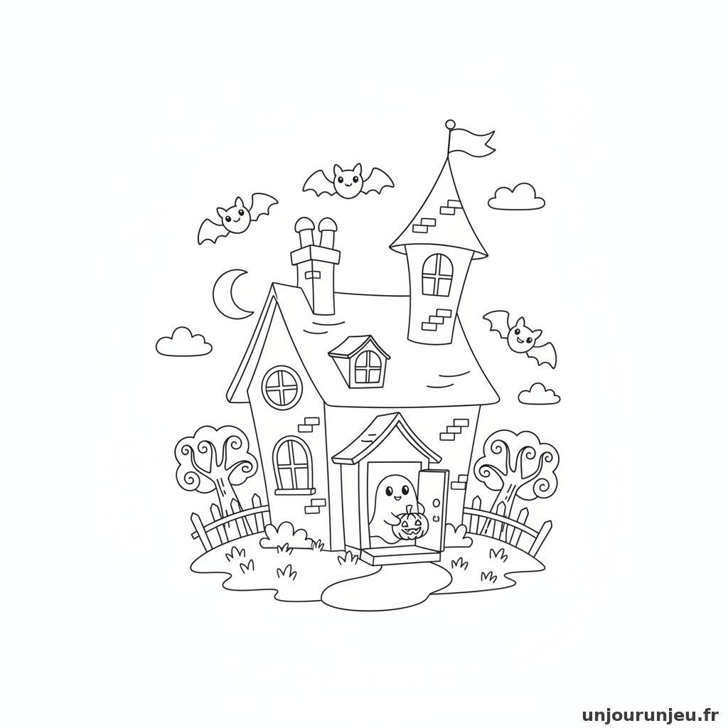 Coloriage Maison Hantee Maison Hantee Chauve Souris 05