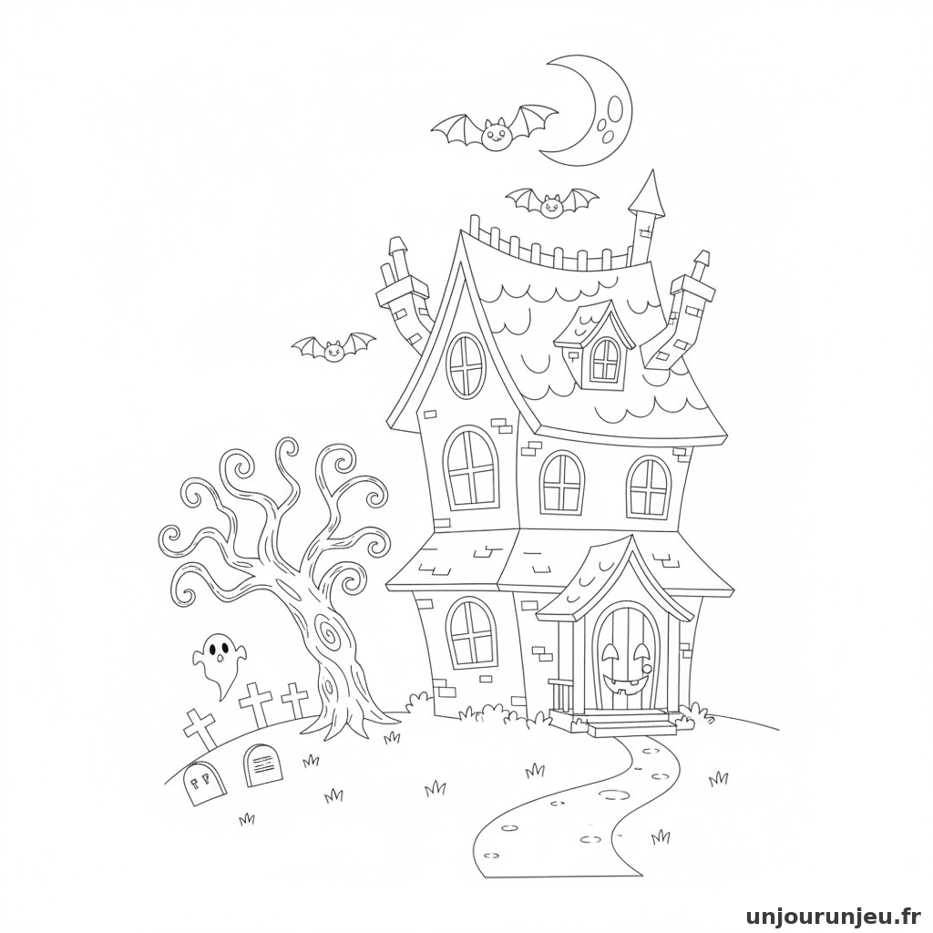 Coloriage Maison Hantee Maison Hantee Cimetiere 08