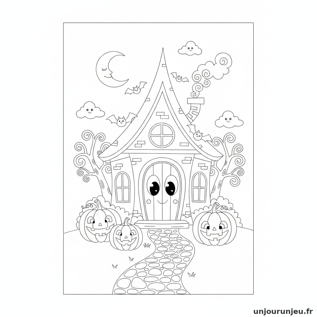 Coloriage Maison Hantee Maison Hantee Citrouilles 03