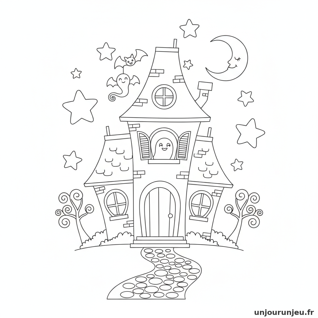 Coloriage Maison Hantee Maison Hantee Etoiles 13