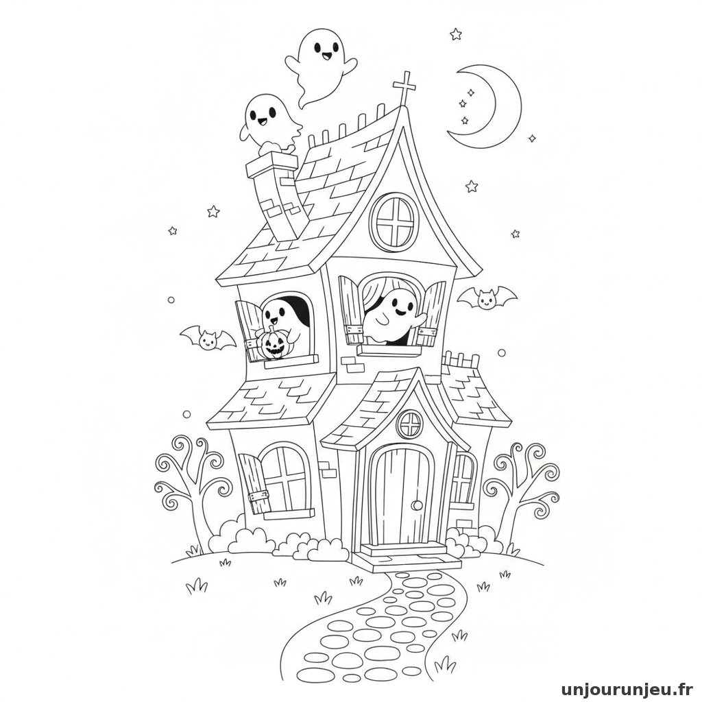 Coloriage Maison Hantee Maison Hantee Fantomes 02