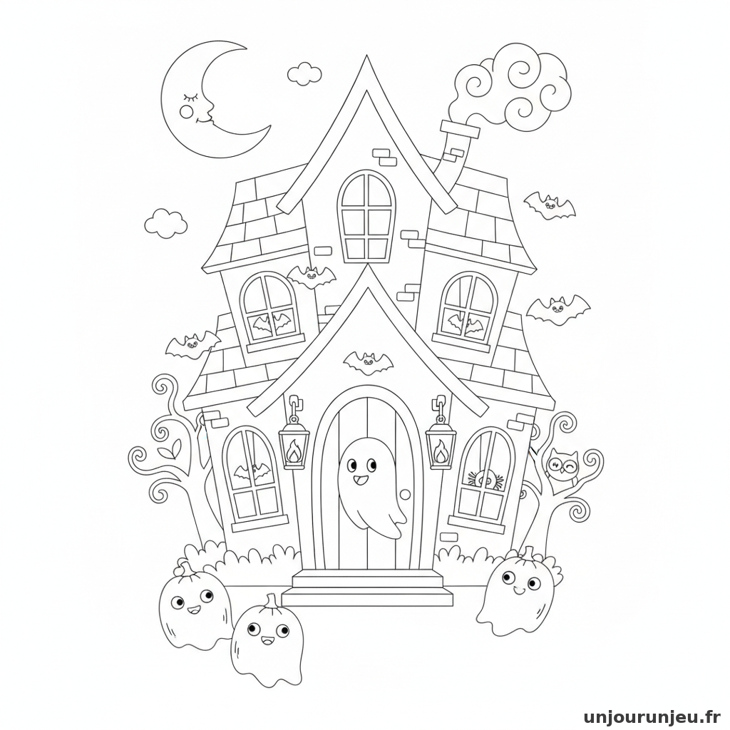 Coloriage Maison Hantee Maison Hantee Lanternes 15