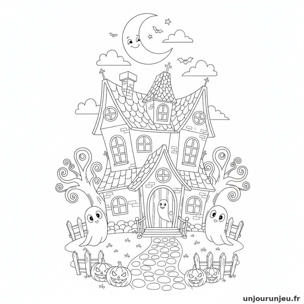 Coloriage Maison Hantee Maison Hantee Lune 04