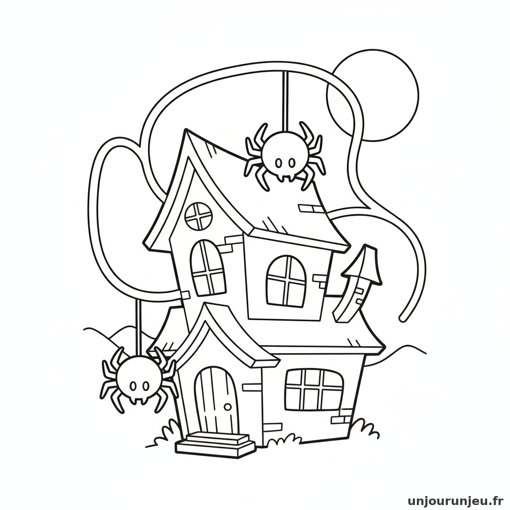 Coloriage Maison Hantee Maison Hantee Araignees 06