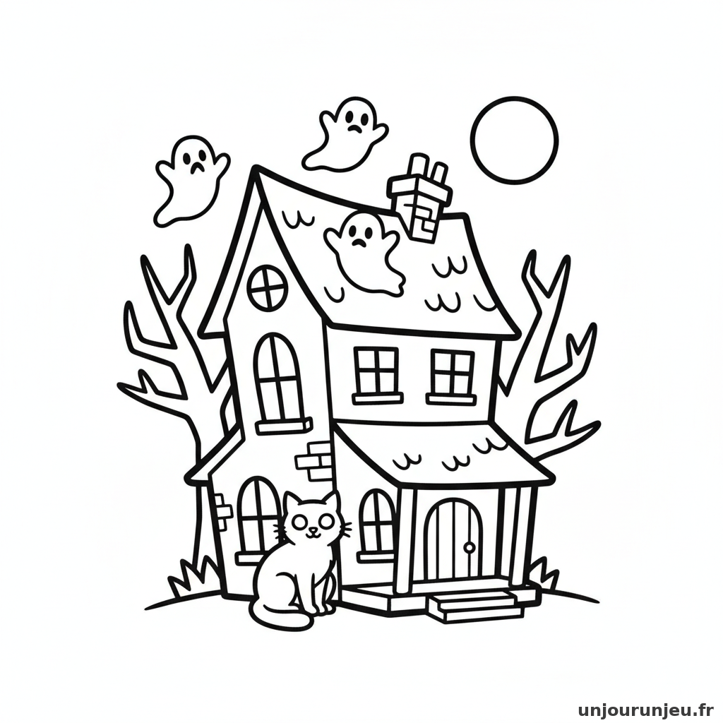 Coloriage Maison Hantee Maison Hantee Chat Noir 10