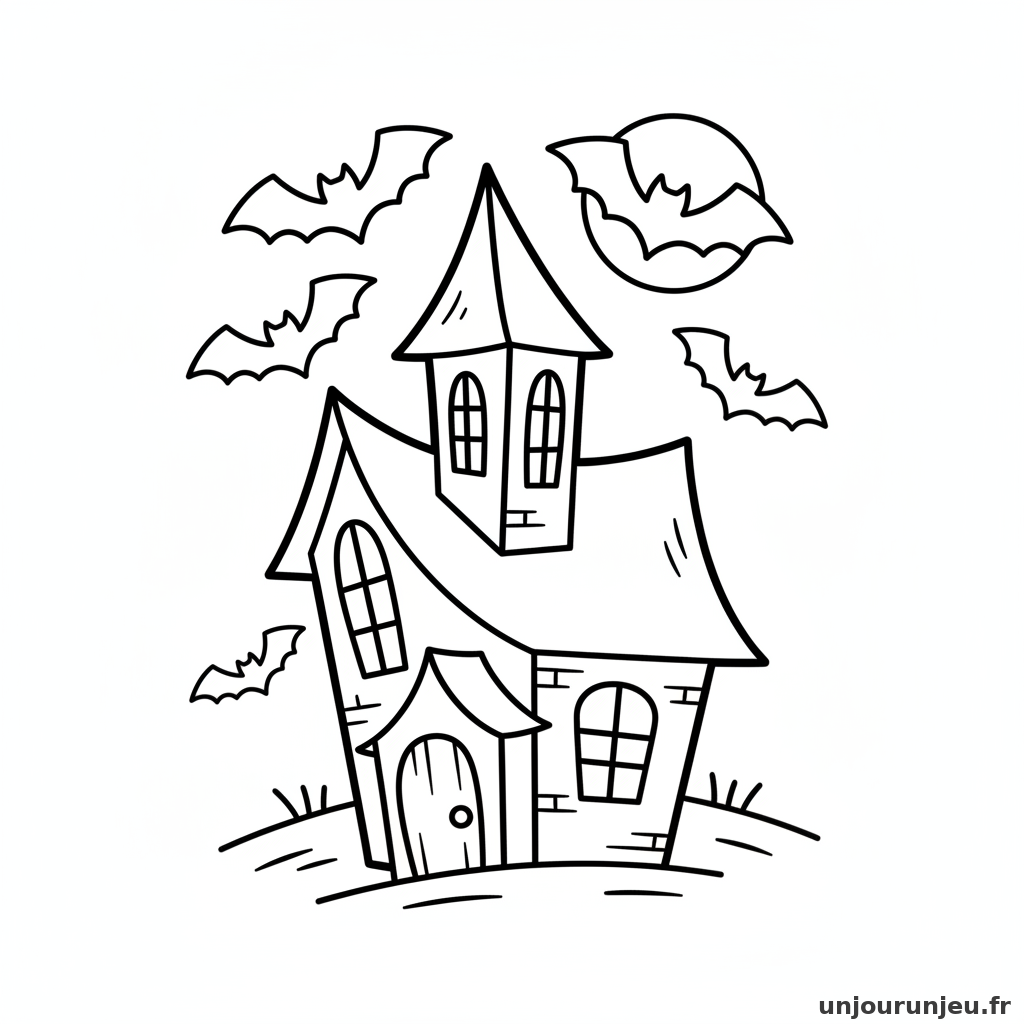 Coloriage Maison Hantee Maison Hantee Chauve Souris 05