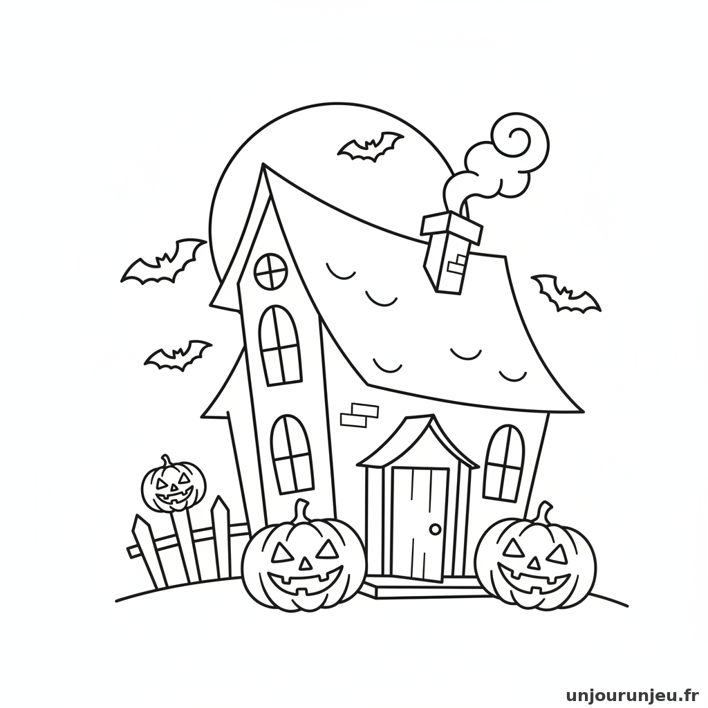 Coloriage Maison Hantee Maison Hantee Citrouilles 03