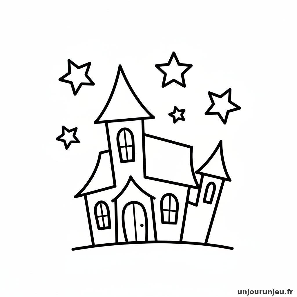 Coloriage Maison Hantee Maison Hantee Etoiles 13