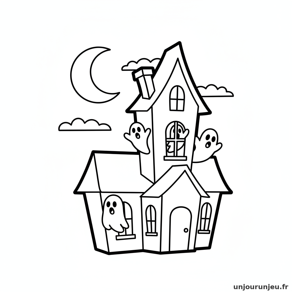 Coloriage Maison Hantee Maison Hantee Fantomes 02