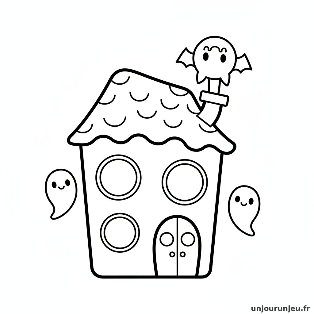 Coloriage Maison Hantee Maison Hantee Kawaii 16