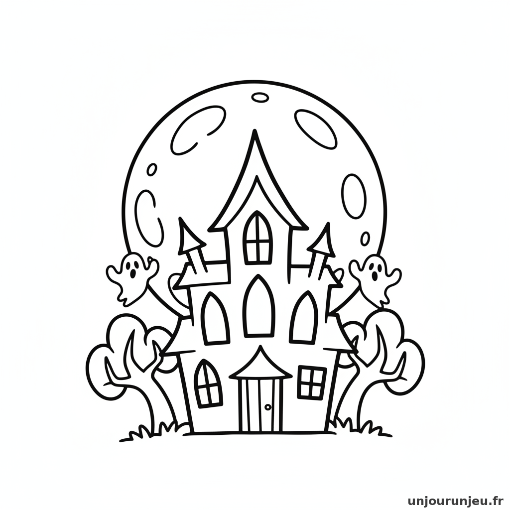 Coloriage Maison Hantee Maison Hantee Lune 04