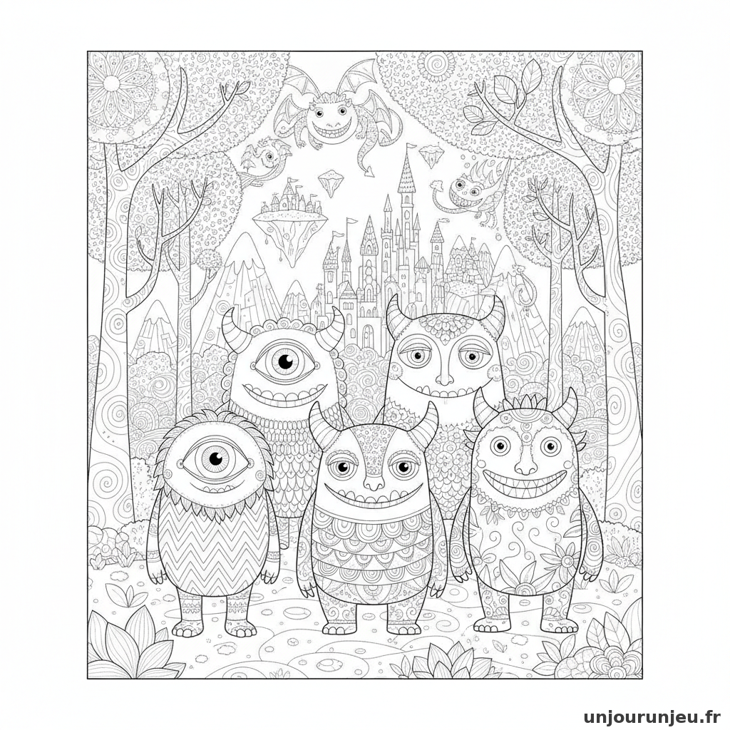 Coloriage Monstre Groupe Monstres 15